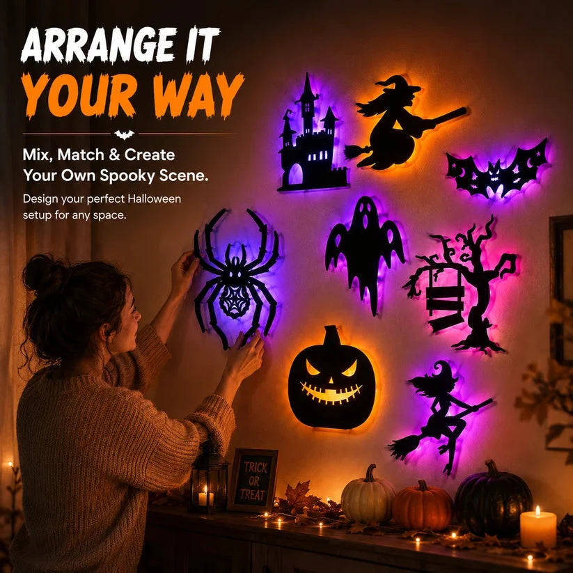π₯ HALLOWEEN SPECIAL π 30-Piece Glowing Wall DΓ©cor Set β Turn Any Wall Into a Spooky Night Scene π»