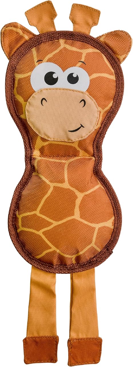 Giraffe Firehose Plush Dog Toy, Brown, Medium