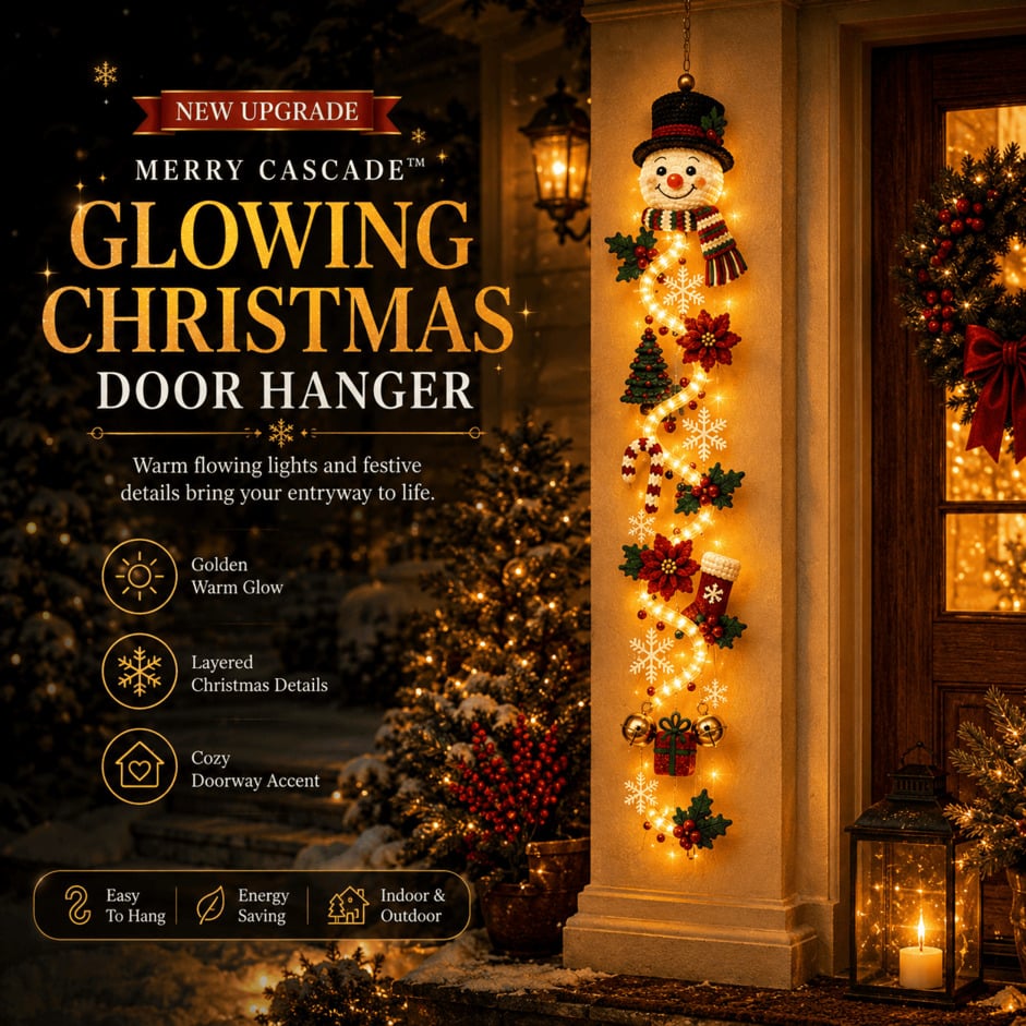 ⏳ Last Day 50% OFF – 🎄Glowing Christmas Door Hanger | 6 Festive Lighted Designs with Warm Glow, Dimensional Details & Space-Saving Vertical Decor ✨