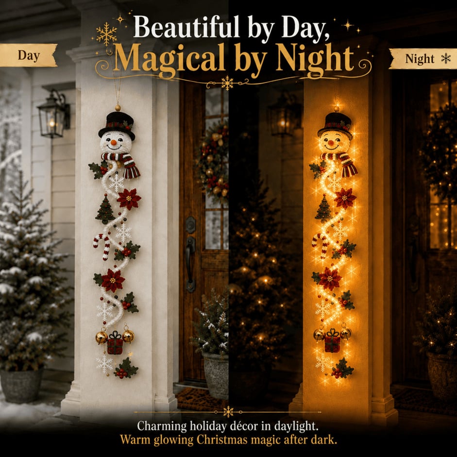 ⏳ Last Day 50% OFF – 🎄Glowing Christmas Door Hanger | 6 Festive Lighted Designs with Warm Glow, Dimensional Details & Space-Saving Vertical Decor ✨