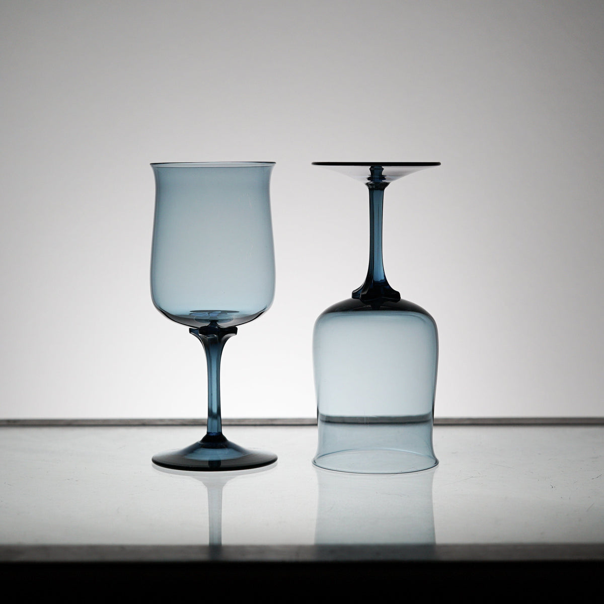 Blue Crystal Glass Set of 5, Wine Glasses, Stemware