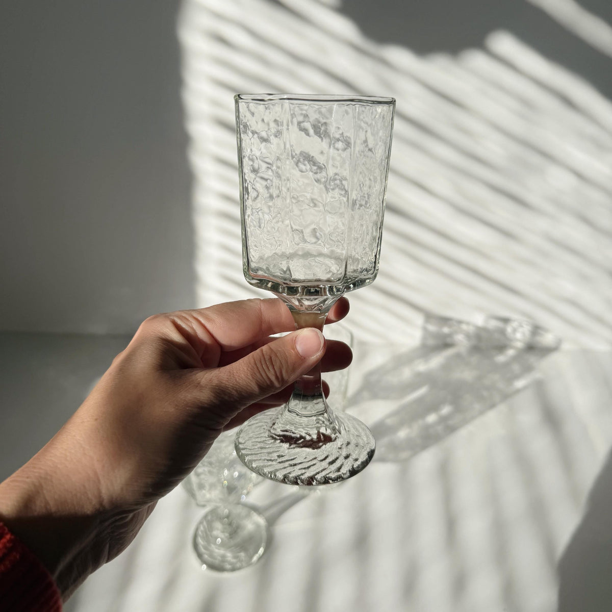 Vintage Libbey Facets Stemmed Wine Glass Goblets - Set of Four (4)