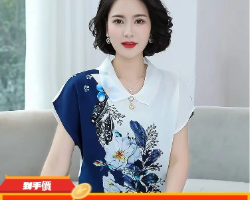印花立領短袖