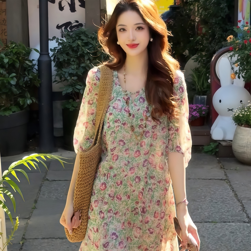 純欲印花長裙