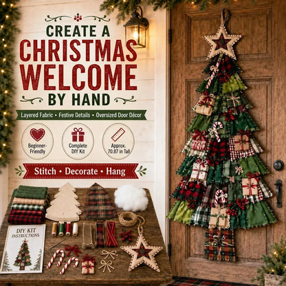 ⏳ Last Day 50% OFF – 🎄Beginner-Friendly DIY Oversized Patchwork Christmas Tree Door Hanging Kit | Complete Kit with All Tools & Step-by-Step Guide Included 💕
