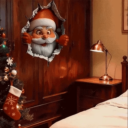 🎅 3D Santa Christmas Wall Decal | Festive Holiday Decor
