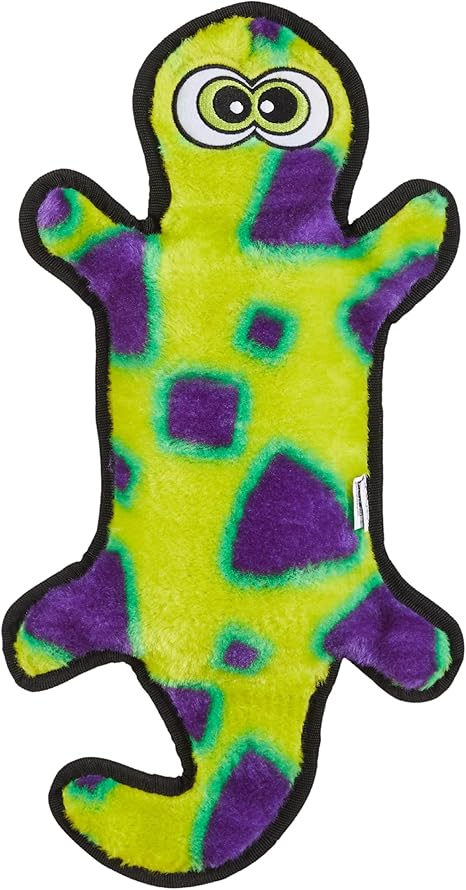 Large Gecko Stuffing-Free Squeaky Plush Dog Toy for Puppies & Dogs - Interactive, Soft Yet Tough, No Mess, Jumbo Squeaker, Long-Lasting Play, 17.5 inch, Multicolor