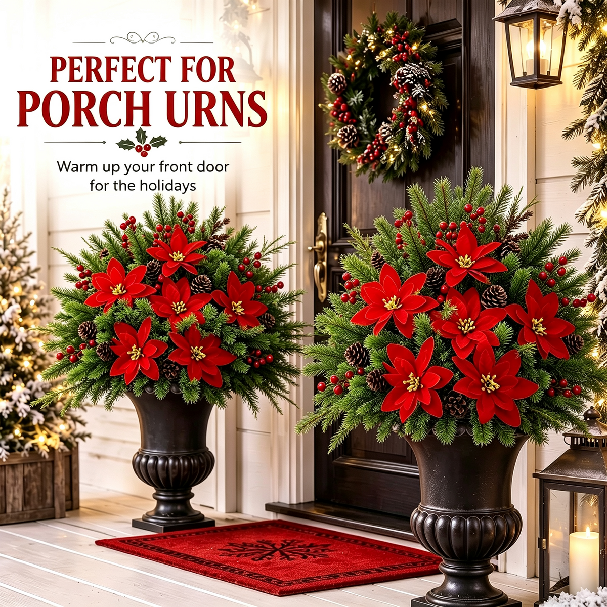 🎄Pre-Lit Artificial Christmas Decorative Basket: Festive Holiday Decor & Evergreen Style