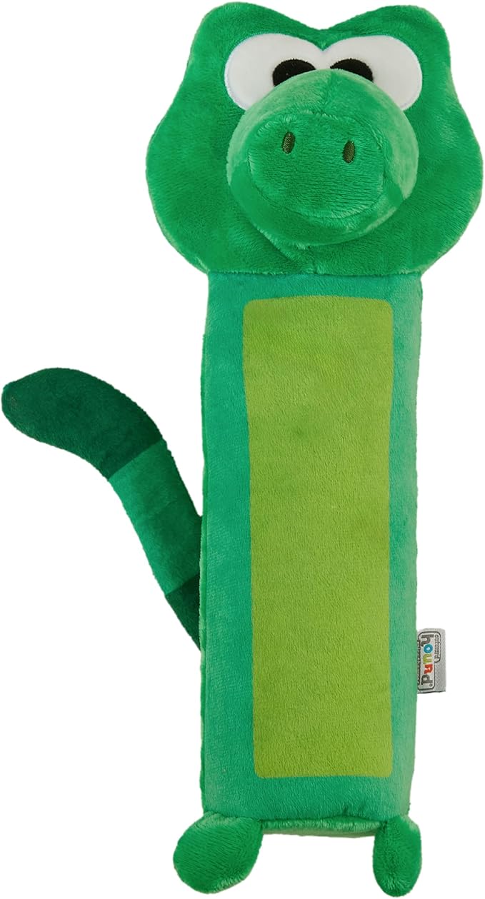 Alligator Dog Toy, 12 Inch Plush Squeaky & Crackle Toy for Dogs, Interactive Fetch & Engaging Solo Play, Medium, Green