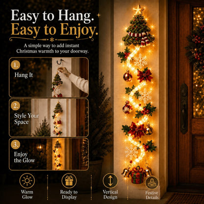 ⏳ Last Day 50% OFF – 🎄Glowing Christmas Door Hanger | 6 Festive Lighted Designs with Warm Glow, Dimensional Details & Space-Saving Vertical Decor ✨