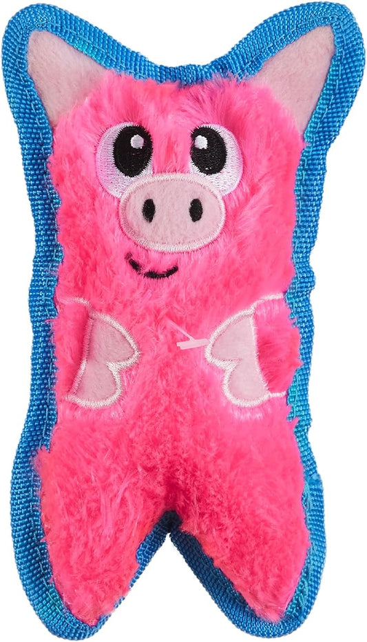 Minis Stuffing-Free Squeaky Plush Dog Toy for Puppies & Small Dogs - Interactive, Soft Yet Tough, No Mess, Jumbo Squeaker, Long-Lasting Play, Pig