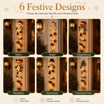 ⏳ Last Day 50% OFF – 🎄Glowing Christmas Door Hanger | 6 Festive Lighted Designs with Warm Glow, Dimensional Details & Space-Saving Vertical Decor ✨
