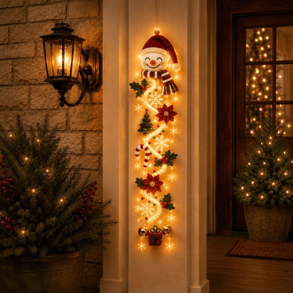 ⏳ Last Day 50% OFF – 🎄Glowing Christmas Door Hanger | 6 Festive Lighted Designs with Warm Glow, Dimensional Details & Space-Saving Vertical Decor ✨