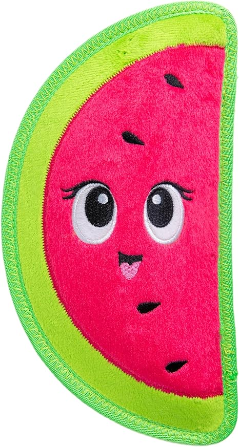 Durable Squeaky Dog Toy with Two Tough Layers, Watermelon, Red, Medium