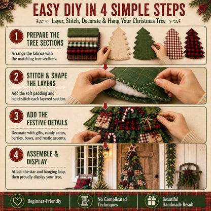 ⏳ Last Day 50% OFF – 🎄Beginner-Friendly DIY Oversized Patchwork Christmas Tree Door Hanging Kit | Complete Kit with All Tools & Step-by-Step Guide Included 💕
