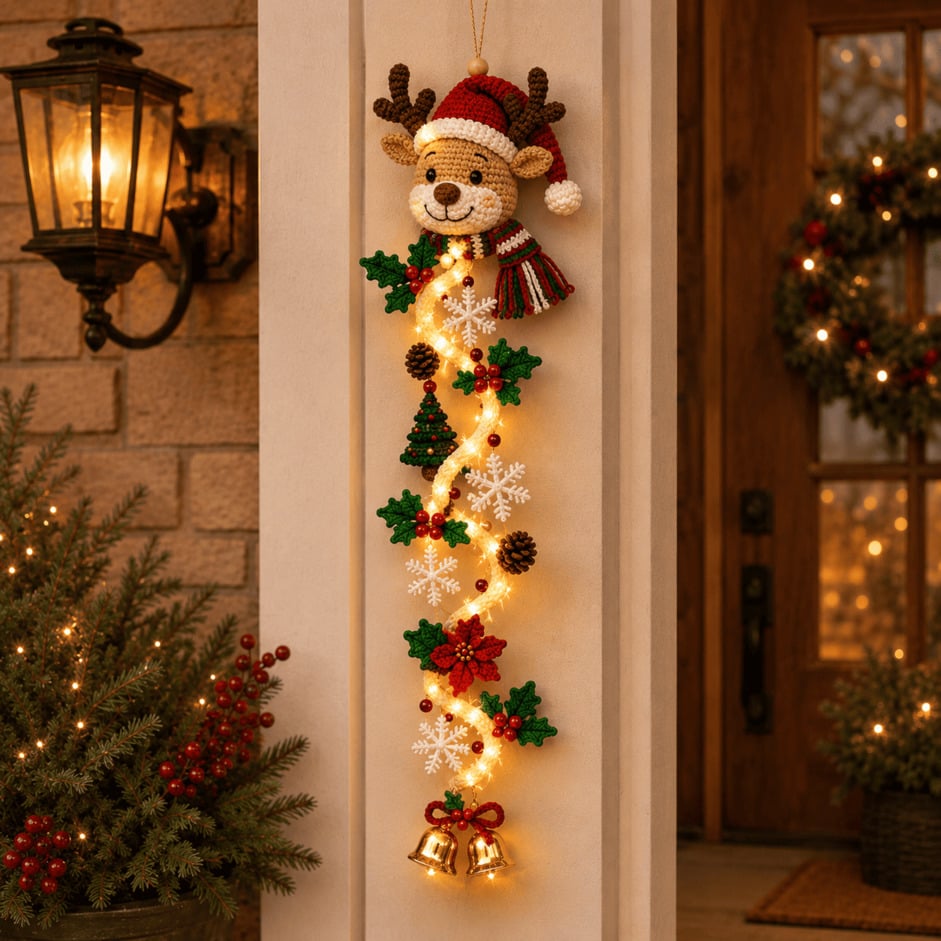 ⏳ Last Day 50% OFF – 🎄Glowing Christmas Door Hanger | 6 Festive Lighted Designs with Warm Glow, Dimensional Details & Space-Saving Vertical Decor ✨