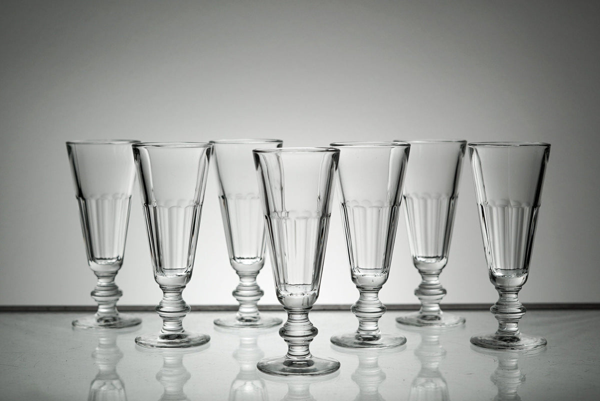 Vintage Glass Set Champagne Flute Glassware Set of 7