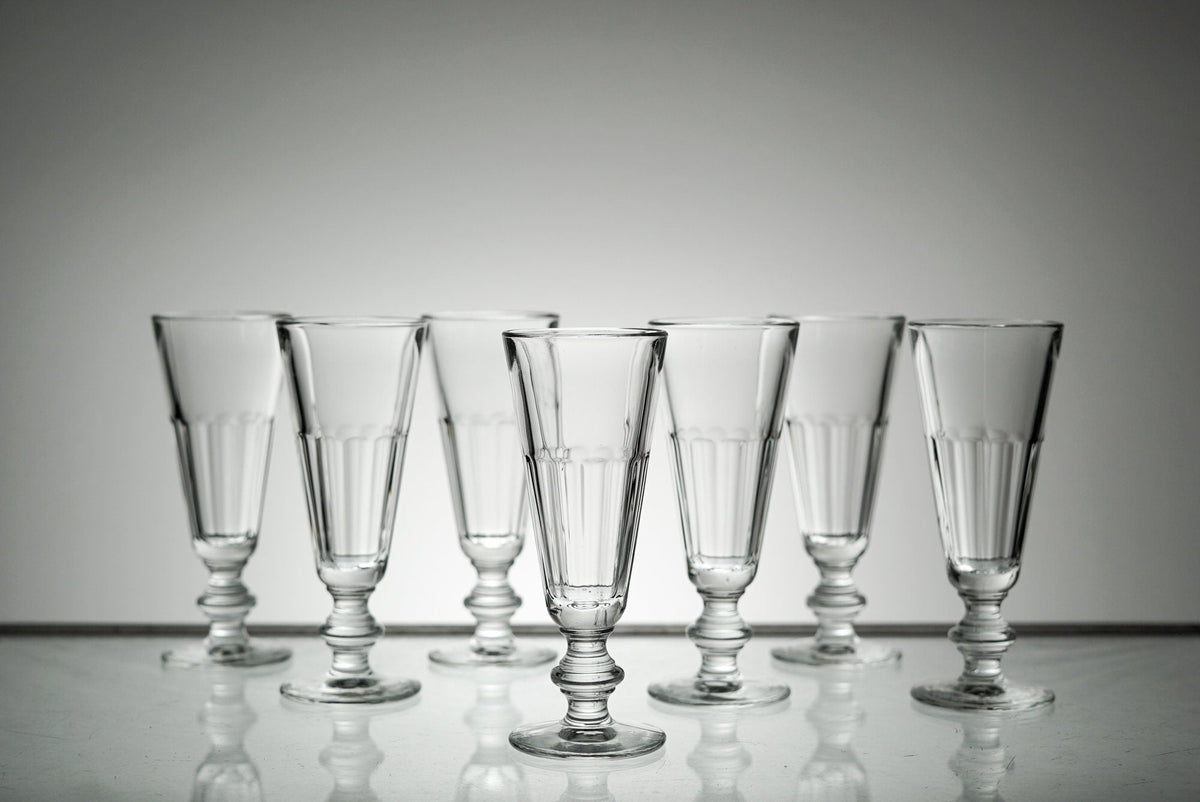 Vintage Glass Set Champagne Flute Glassware Set of 7