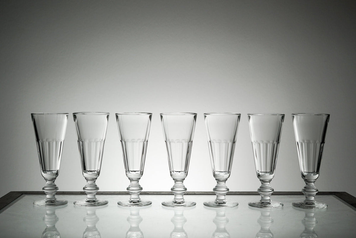 Vintage Glass Set Champagne Flute Glassware Set of 7
