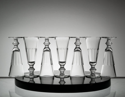 Vintage Glass Set Champagne Flute Glassware Set of 7