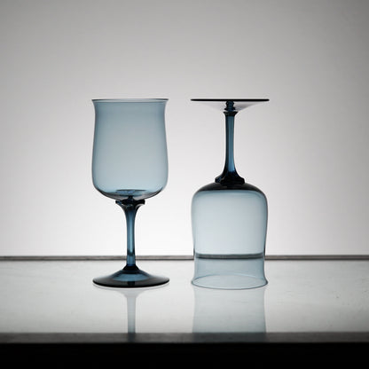 Blue Crystal Glass Set of 5, Wine Glasses, Stemware