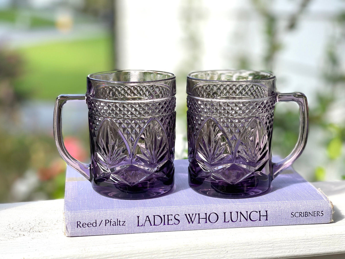 Cristal D'Arques-Durand Antique Amethyst Purple Glass Mugs Set of 2