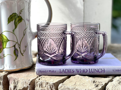 Cristal D'Arques-Durand Antique Amethyst Purple Glass Mugs Set of 2