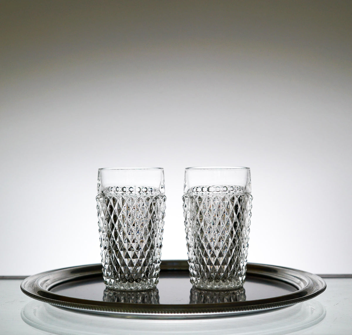 Textured Glass Set of 2, Vintage Glassware Set, Water Glasses, Iced Tea Glasses