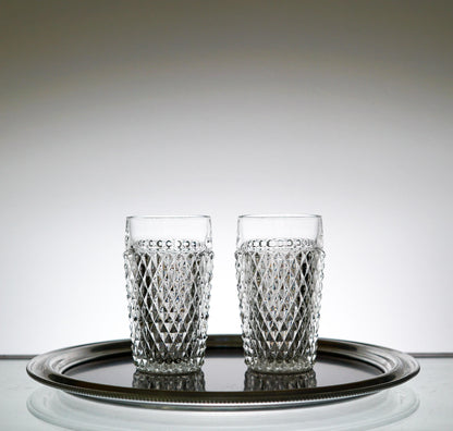 Textured Glass Set of 2, Vintage Glassware Set, Water Glasses, Iced Tea Glasses