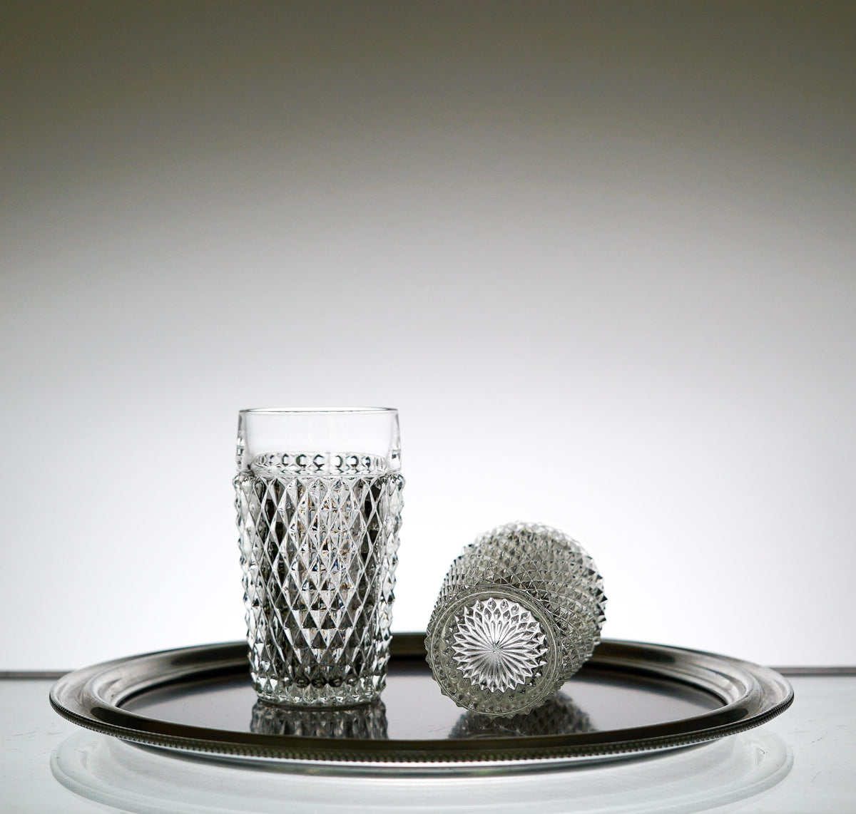 Textured Glass Set of 2, Vintage Glassware Set, Water Glasses, Iced Tea Glasses
