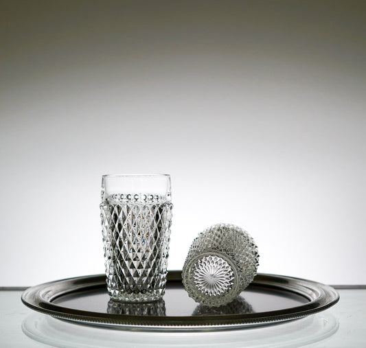 Textured Glass Set of 2, Vintage Glassware Set, Water Glasses, Iced Tea Glasses