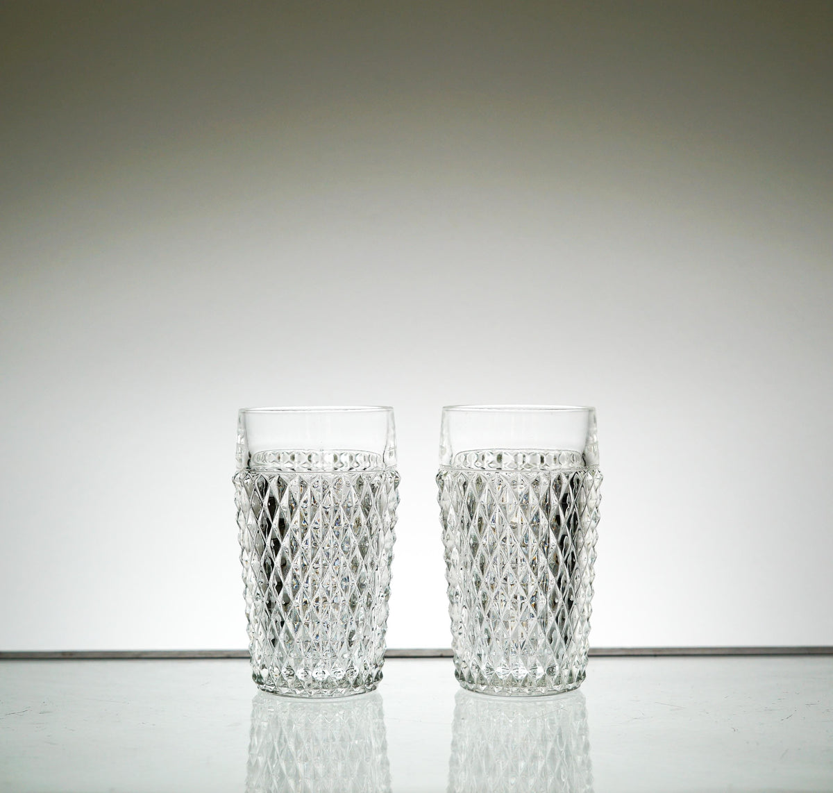 Textured Glass Set of 2, Vintage Glassware Set, Water Glasses, Iced Tea Glasses