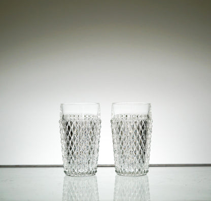 Textured Glass Set of 2, Vintage Glassware Set, Water Glasses, Iced Tea Glasses