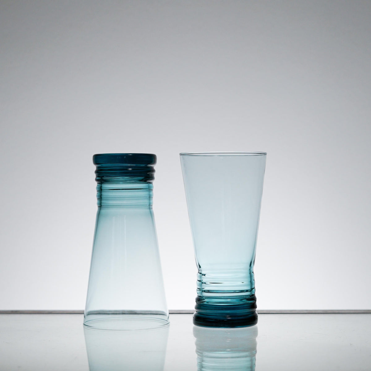 Vintage Highball Blue Glass Set of 5 or 6, Whiskey Tumbler Glasses, Cocktail Glass, Scotch Glass Set, Lowball, Retro Barware