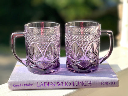 Cristal D'Arques-Durand Antique Amethyst Purple Glass Mugs Set of 2