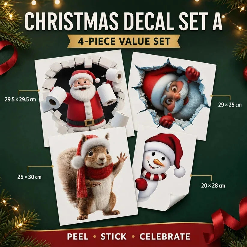 🎅 3D Santa Christmas Wall Decal | Festive Holiday Decor