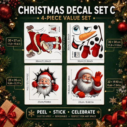 🎅 3D Santa Christmas Wall Decal | Festive Holiday Decor